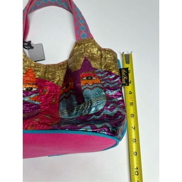 Laurel Burch Colorful Wild Cats Foil Medium Scoop Tote - Picture 8 of 15